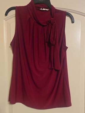 Large Tiffany & Grey Sleeveless Tie-Neck Blouse - Wine
